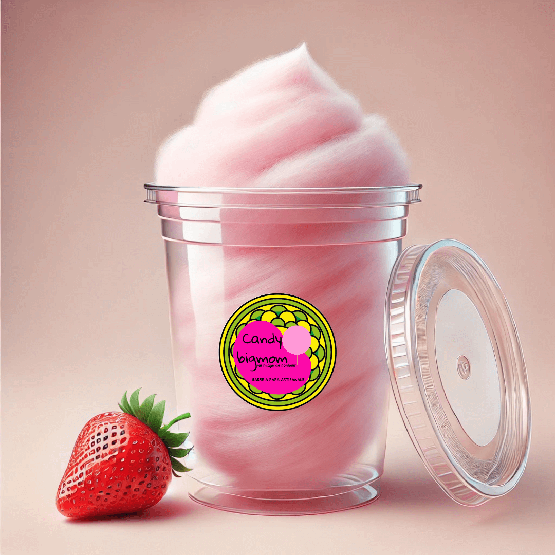 Grossiste Barbe a papa en Pots: Goût Fraise,Banane,Myrtille,Fruits rouge - Candy Bigmom